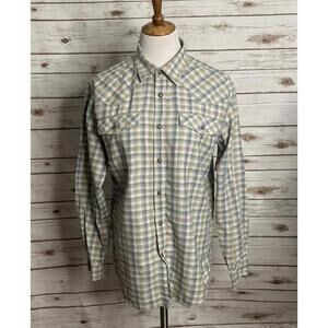Eddie Bauer Classic Fit cotton plaid pearl snap button-up shirt Size Medium